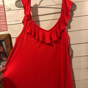 Orange Ruffle-top tank